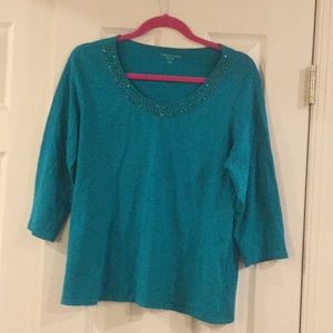 Jade V neck embellished top